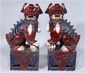 Pair of Large Chinese Glazed Ceramic Foo Lions
