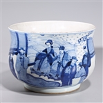 Chines Kangxi-Style Blue & White Porcelain Basin