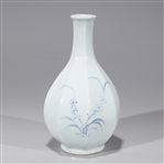 Korean Blue & White Porcelain Faceted Vase