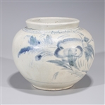 Antique Korean Blue & White Ceramic Jar