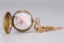 Gold Plated Pocket Watch with Fob