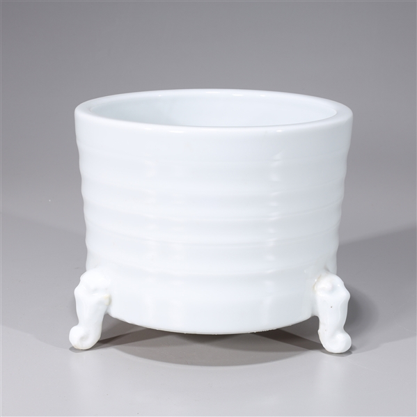 Chinese White Glazed Tripod Porcelain Censer
