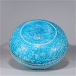 Chinese Ming Style Blue Glazed Ceramic Box