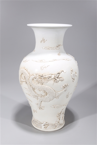 Chinese White Glazed Qianlong Style Dragon Vase