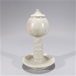 Korean White Glazed Ceramic Oil Lamp