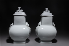 Pair of Chinese White Glazed Porcelain Vases