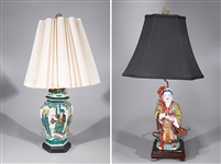Two Chinese Enameled Porcelains Mounted as Lamps