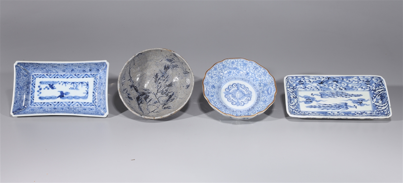 Group of Four Japanese Blue & White Ceramics
