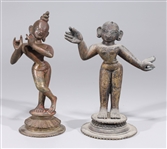 Pair of Antique Indian Bronze Krishna and Radha Statues