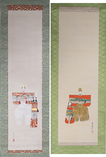 Two Japanese Ink & Color on Paper Paintings