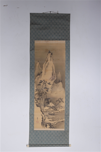 Two Japanese Ink & Color Paintings Mounted as Scrolls