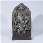 Heavy Antique Indian Ganesh Stone Wall Carving