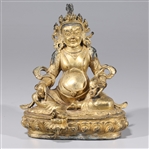 Sino-Tibetan Gilt Bronze Seated Figure of Kubera