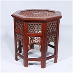 Indian Carved Wood Octagonal Table