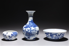 Three Various Blue & White Chinese Porcelains
