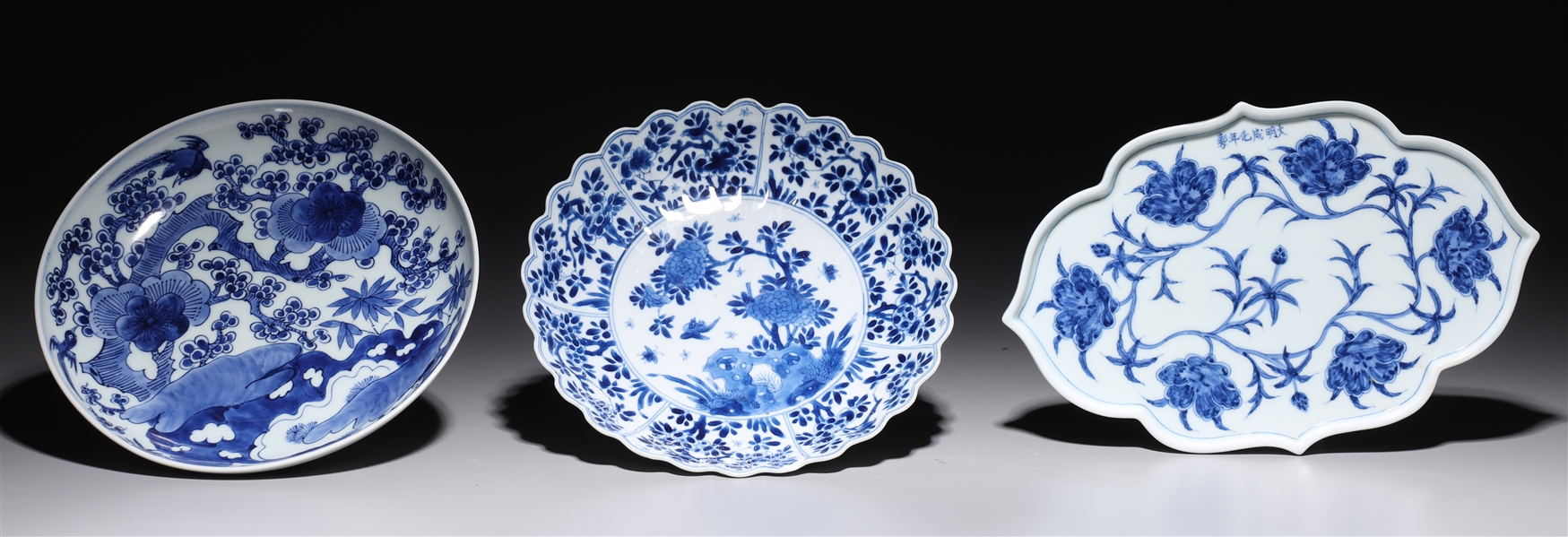 Group of Three Chinese Blue & White porcelains