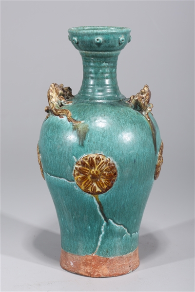 Chinese Molded & Glazed Ceramic Vase