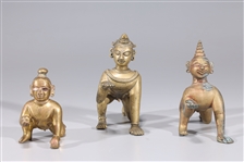 Group of Three Crawling Bala Krishna Statues