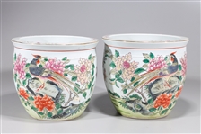 Pair of Chinese Enameled Porcelain Jars
