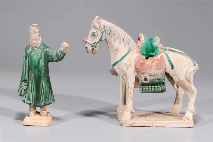 Chinese Ceramic Ming Dynasty Horse & Attendant