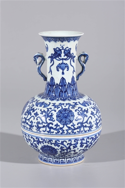 Chinese Blue & White Porcelain Two-Piece Vase