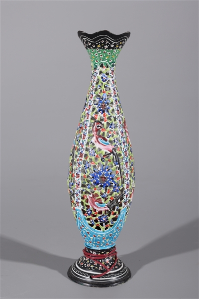 Chinese Enamel On Copper Vase Mounted As Lamp