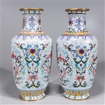 Pair of Chinese Cloisonné Enameled Vases