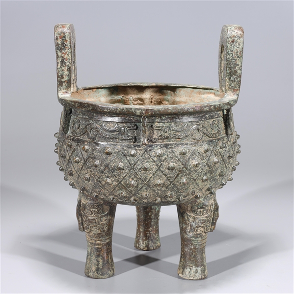 Chinese Archaistic Bronze Covered Censer