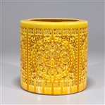 Chinese Ming Style Yellow Porcelain Brush Pot
