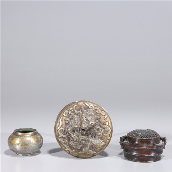 Group of Three Various Chinese Metal Objects
