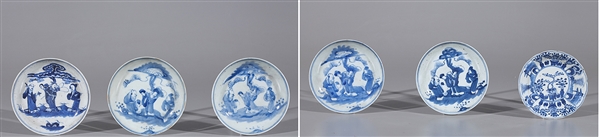 Group of Six Chinese Blue & White Porcelain Dishes