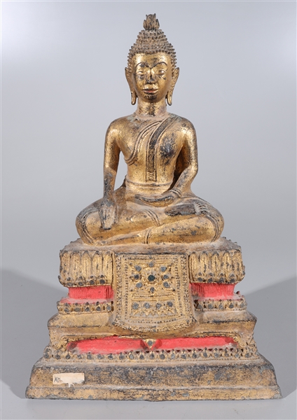 Thai Gilt Bronze Buddha with Elaborate Detail