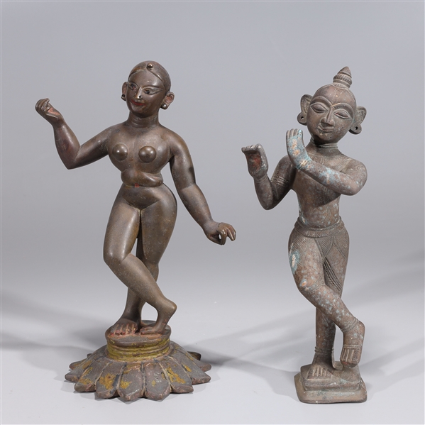 Antique Indian Bronze Statues of Radha & Krishna
