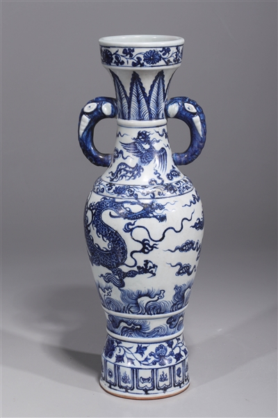 Chinese Ming Style Blue & White Porcelain Vase