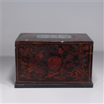Chinese Lacquered Wood & Cloisonné Box