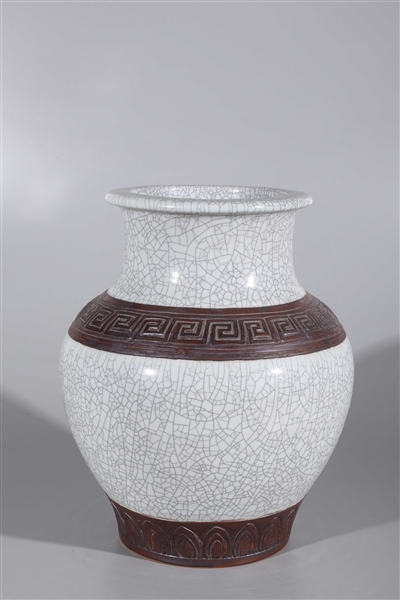 Chinese Crackle Glazed Porcelain & Bronze Vase