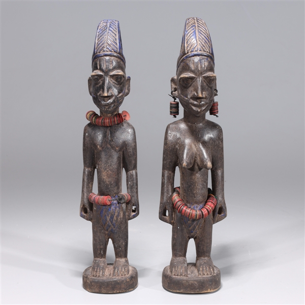 Pair of Carved Wood Ibeji Figures