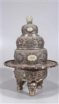 Large Ornate Chinese Bronze Metal Tripod Censer