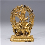 Sino-Tibetan Gilt Bronze Mahakala Figure