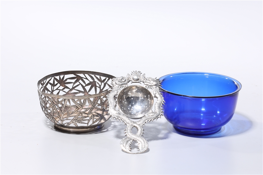 Two Silver and Glass Items