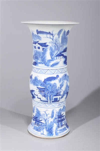 Chinese Kangxi-Style Blue & White Porcelain Beaker Vase