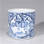 Chinese Kangxi-Style Blue & White Brush Pot