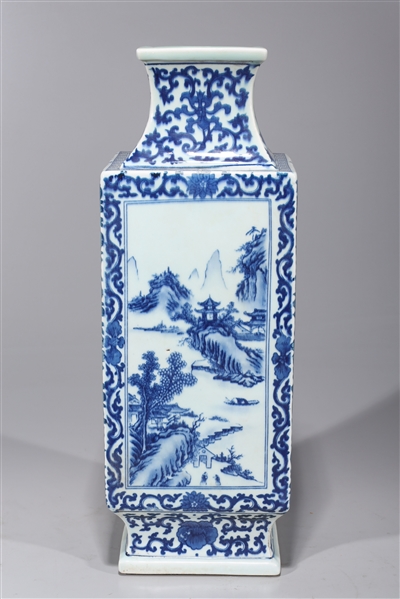 Chinese Square Form Blue & White Vase