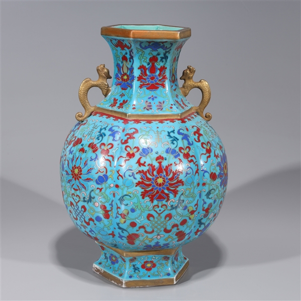 Chinese Porcelain Imitating Cloisonne Enameled Vase