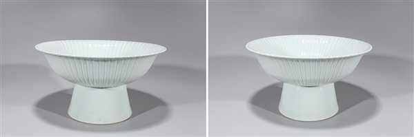Pair of Large Glazed Porcelain Chinese Stem Bowls