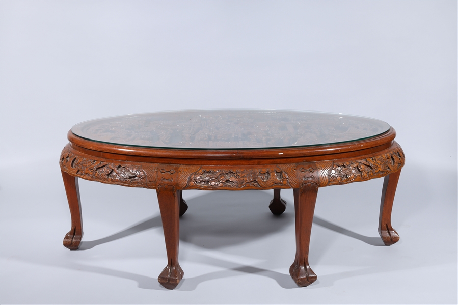 Carved Chinese Table & Stools