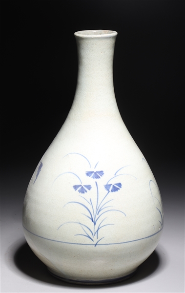 Antique Korean Blue and White Bottle Vase