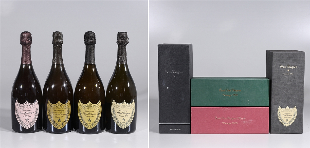 Group of Four Various Bottles of Dom Perignon