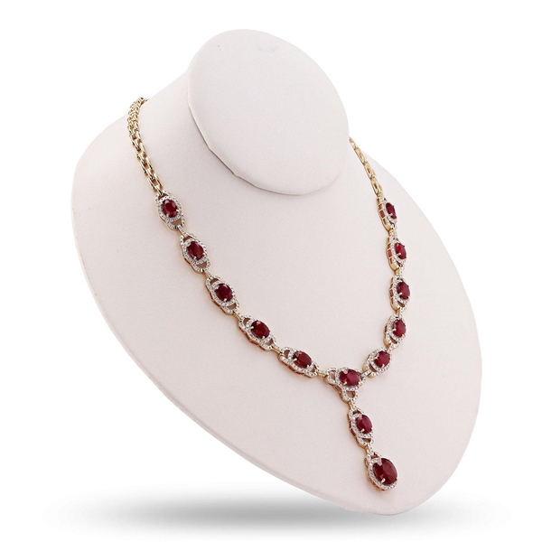29ctw Ruby and 3.98ctw Diamond Yellow Gold Necklace