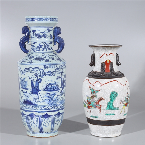 Pair Chinese Crackle Glazed Vases